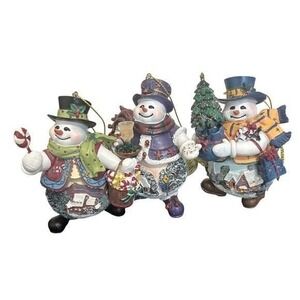 Ashton Drake Galleries Snowman Ornaments‎ Thomas Kinkade Set of 3